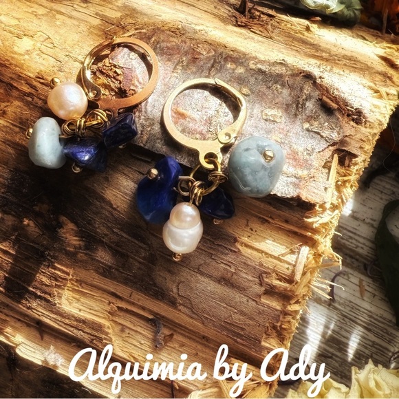 Alquimia Gold and Blue Earrings - Picture 1 of 1
